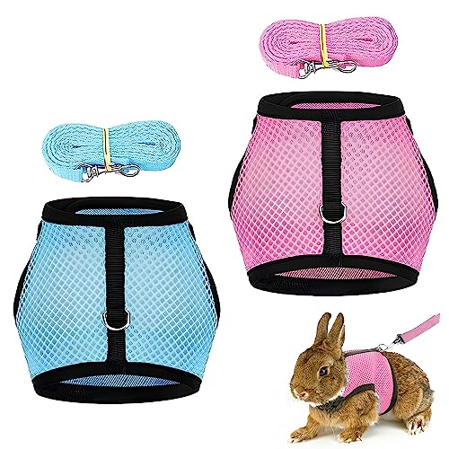 Kaninchen Laufen Geschirr, 2 Stück Verstellbares Weiches Hasengeschirr, Kaninchen Leine Set, Atmungsaktives Kleintiergeschirr Mit Leine, Für Kleintier Hase Hamster Katze Outdoor von Hachera