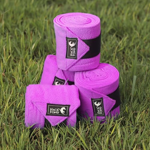 HackFond Pferde-Polo-Beinbandagen, 1,52 m lang, Fleece, für Pferde, 4 Stück, Pferdebeinbandagen, Stallbedarf, Reitstiefel, Pferdebeinschutz, Magenta von HackFond