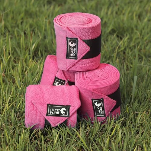 HackFond Pferde-Polo-Beinbandagen, 1,52 m lang, Fleece, für Pferde, 4 Stück, Pferdebeinbandagen, Stallbedarf, Reitstiefel, Pferdebeinschutz, Magenta von HackFond