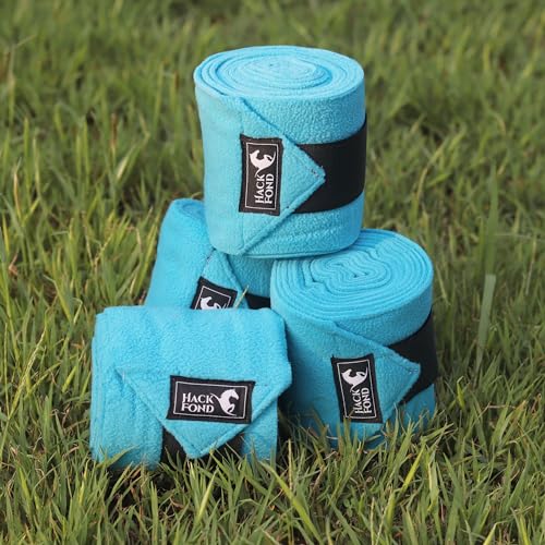 HackFond Polo Beinbandagen, Fleece Polo Wraps für Pferde, Stallbedarf Reitstiefel Pferdebeinschutz, Pferdebeinbandagen 4er Set Vivid Cerulean von HackFond