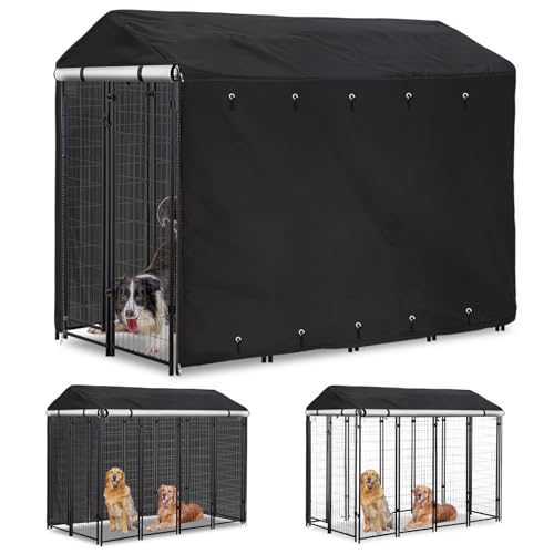 Hadisi Vollständig abdeckende Hunde-Sport-Zaunabdeckung, strapazierfähig, wasserdicht, UV-beständig, für 2,3 x 10,2 x 15,2 cm Zwinger, Hundesportzaun (nur Abdeckung, schwarz) von Hadisi