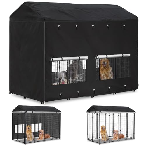 Hundehüttenabdeckung für den Außenbereich, 2,4 m T x 1,2 m B x 1,8 m H, vollständige Abdeckung, winddicht, UV-Schutz, mit transparentem PVC-Fenster und atmungsaktivem Netz. Wasserdichte von Hadisi