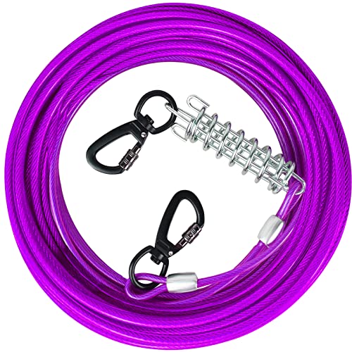 HaiYUAN Dog Tie Out Cable 10/15/20/25/30 FT Dog Runner for Yard Steel Wire Dog Cable with Durable Superior Clips purple Dog Chains Heavy Duty for Outside Hold Large Dogs Up to 165 lbs von HaiYUAN