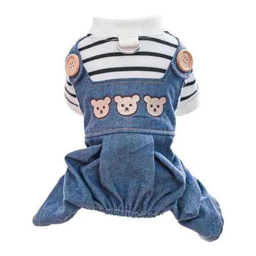 Haustier-Kostüm, Jeans und Streifen, T-Shirt, Set für kleine Hunde, niedliche Outfits für Katzen, nur Cosplays, Kleidung, Katzen, Outfits für Katzen, nur für Jungen, Mädchen, weibliche männliche von Haiki