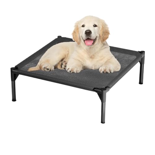 Erhöhtes Hundebett, tragbares, erhöhtes Haustierbett, rutschfest, kühlendes Haustierbett, beruhigendes Hundebett, waschbar, wasserdicht, atmungsaktiv, für drinnen und draußen, 49 x 49 x 19 cm Erhöhtes Hundebett, tragbares, erhöhtes Haustierbett, rutschfest, kühlendes Haustierbett, beruhigendes Hundebett, waschbar, wasserdicht, atmungsaktiv, für drinnen und draußen, 49 x 49 x 19 cm von Hailerio