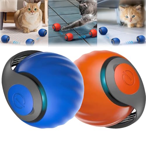 Interaktives Katzenball Spielzeug, 360° Rolling Smart Ball für Katzen, Interaktives Katzenspielzeug Ball, Katzenspielzeug Elektrisch Ball Interaktiv, Interaktiver Spielball mit Schwanz (Multi) von Hailmkont