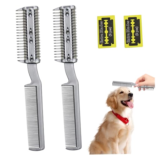 Combs PET-Pflegekamm 2pcs Demating Doppelend abnehmbar geschnitten waschbarer Haustiere Haarbürstenschneider für Katzenhund von Hajimia