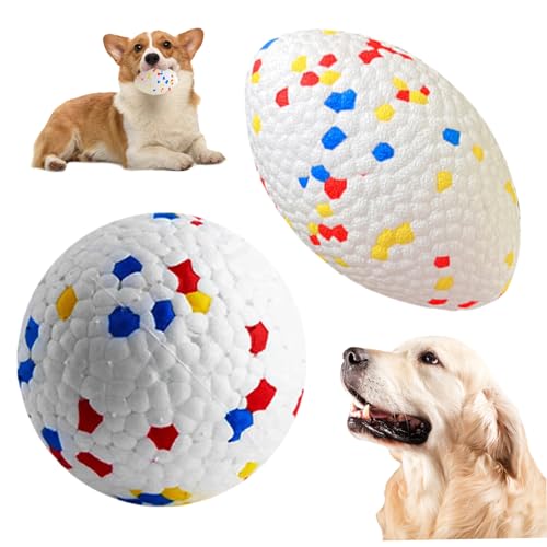 Hajimia Kauen Spielzeug Hundekugeln 2pcs runde und ovale unzerstörbare Hundeball Interaktiver Hundespielzeugball zum Abrufen von ETPU -Hundebällen für Aggressive Kauen Holen von Hajimia