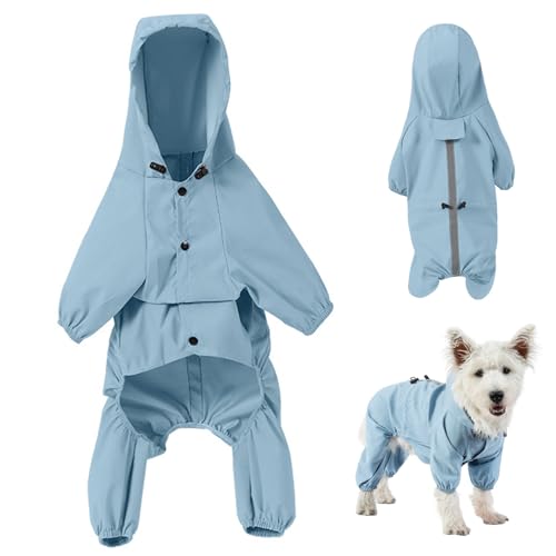 Hajimia Regenmantel Hunde Regenmantel wasserdichte Hundebel Reflexion Streifen Hunde Regenjacke mit Kordelkordel ＆ D Ring Winddichte stilvoller Hund Hoodie Elastic Manschette von Hajimia