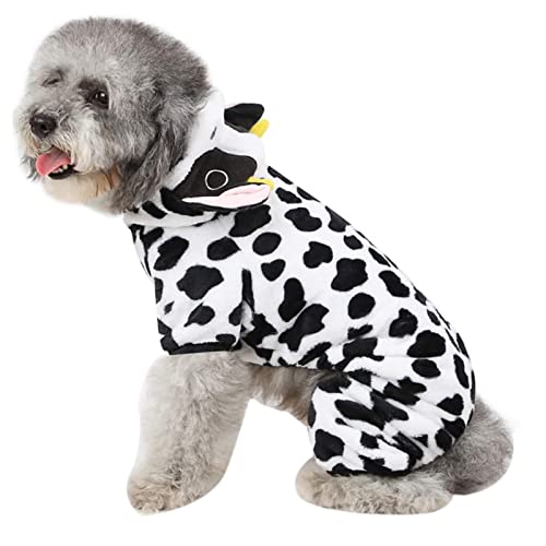 Halatua Halloween-Hundekostüm | Winter warmes Fleece-Hundekuh-Kostü -Outfits,Pet Winter Bequeme Overalls Welpen Cosplay Zubehör für kleine mittelgroße Hunde von Halatua