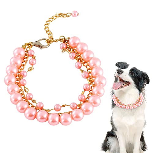 Halatua Haustier Hundehalsband personalisiert,Fashion Pearls Hundehalsband verstellbar | Haustier-Halsketten-Schmuck für kleine Hunde, Mädchen, Welpen, Katzen, Halsband, Kostümzubehör von Halatua