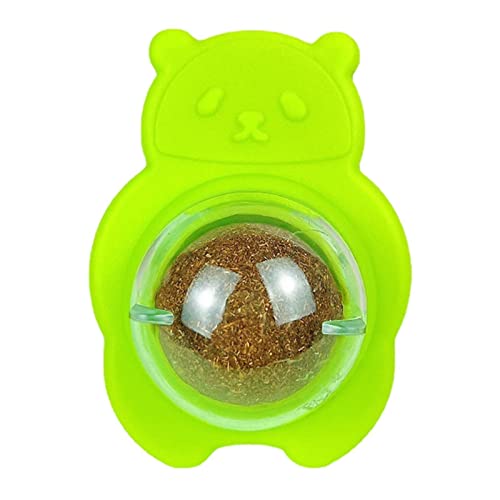 Halatua Katzen Katzenminze Kugeln, 3 Stück Catmint Roller Toy mit Pflanzenfaser, Rotierende Katzenbälle mit rückseitigem Klebstoff für Fenster, Tischbeine, Panda-Form, Indoor-Kätzchen-Leckspielzeug von Halatua