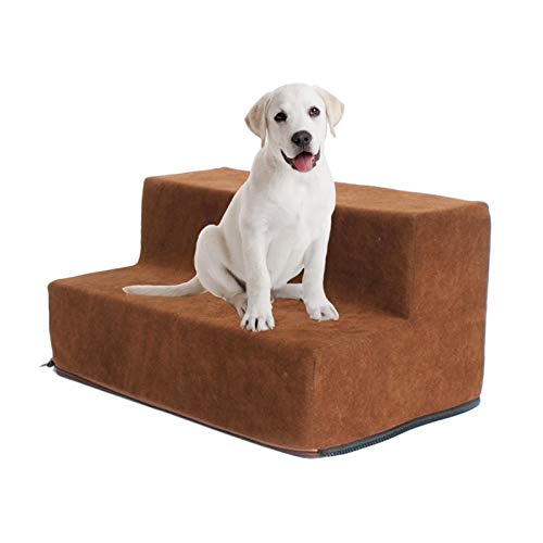 Haustiertreppe Hundetreppe Katzentreppe Mit Abnehmbarem Waschbarem Stoff Haustiertreppe Schritt Für Hunde Katzen 2 Stufen Treppe Austierleiter Für Sofa Oder Bett 38x28x20cm Halatua von Halatua