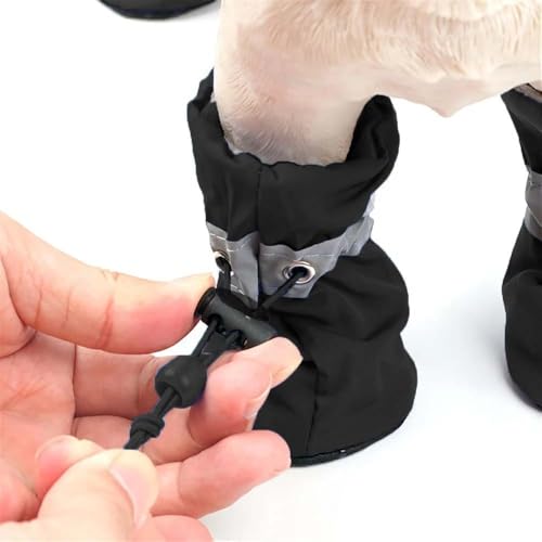 HalcyonFit 4 Stück wasserfeste Hundeschuhe für kleine Hunde - Schützen Sie die Pfoten Ihres Haustieres und halten Sie sie trocken, Regenstiefel für Hunde im Freien (Black,2XL) von HalcyonFit