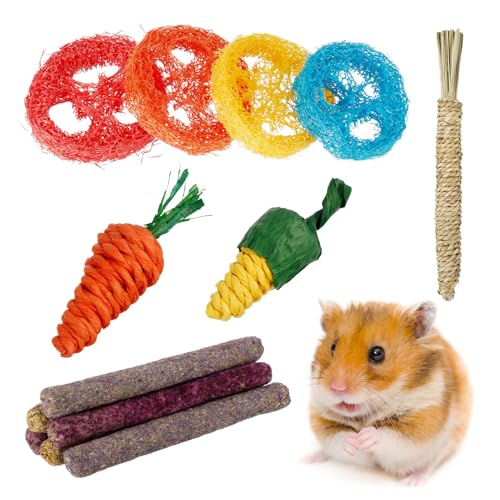 Halinuia 13-teiliges Kauspielzeug für Kaninchen, Spielzeug für kleine Tiere, Spielzeug für Hamster, Gnaw Throw Toss, Spielzeug für Kaninchen, Chinchilla, Meerschweinchen und kleine Tiere von Halinuia