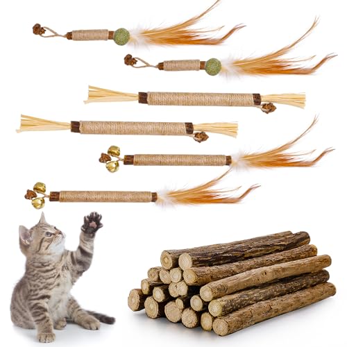 Halinuia Katzenminze Stick 21 Stück Matatabi Stick Katze Kaustangen Katzenminze Ameizpet Katzensticks Zur Zahnreinigung Katzen Zahnpflege Spielzeug Dental Kausticks Cat Chewing Toy von Halinuia