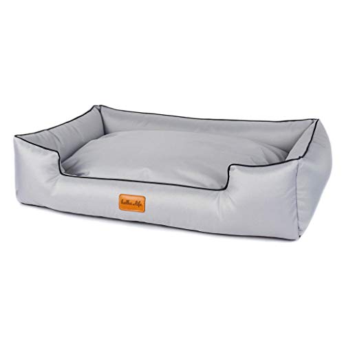 Halkalife Wasserdichtes Hundesofa - Hundebetten mit erhöhten Seiten - Hundebett für den Außenbereich - Abnehmbares Hundebett zum Waschen - Wetterbeständiges Hundesofa (Größe L, Grau) von Halkalife