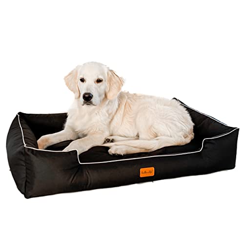 Halkalife Wasserdichtes Hundesofa - Hundebetten mit erhöhten Seiten - Hundebett für den Außenbereich - Abnehmbares Hundebett zum Waschen - Wetterbeständiges Hundesofa (Größe M, Schwarz) von Halkalife