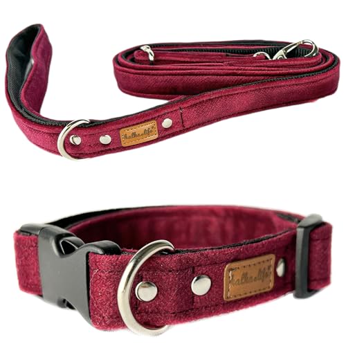 Hundeleine und Halsband – Set für einen Hund mit Leine und Halsband – Doppellagiges, Starkes Halsband mit Metall- oder Kunststoffschnalle (Kirsche, XS (Kunststoffschnalle)) von Halkalife