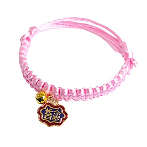 Haloppe Haustier-Halskette, dekorativ, bezaubernd, geflochten, Kätzchen, Hunde, Festival, Dekoration, Halsband mit Glocke für Party, Rosa von Haloppe