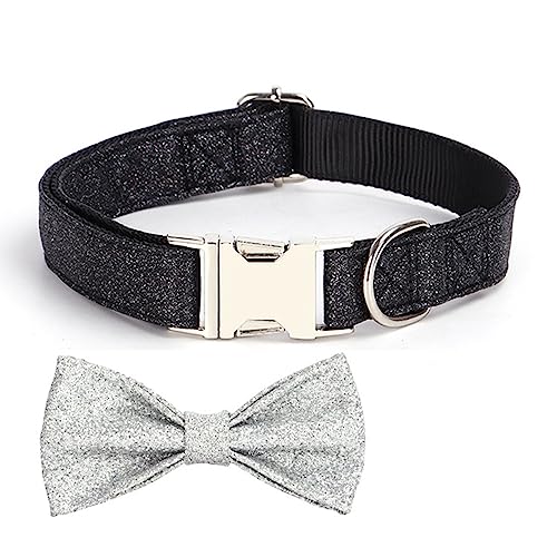 Haloppe Haustier-Hundehalsband, multifunktional, glitzernd, Schleife, Haustierhalsband, Foto-Requisite, exquisite Verarbeitung, schwarz, Größe M von Haloppe