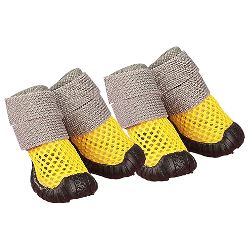 Haloppe Haustier-Schuhe Anti-Rutsch Anti-drop Haustier Fuß Abdeckung 4Pcs Hübsche Zitronengelb 5 von Haloppe