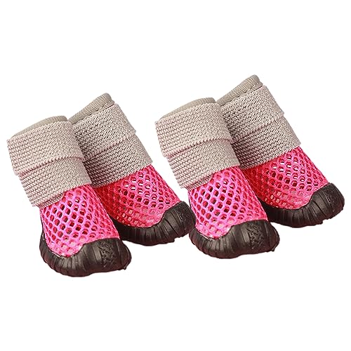 Haloppe Haustier-Schuhe Anti-Rutsch Anti-drop Haustier Fuß Abdeckung 4Pcs Pretty Rose Red 1 von Haloppe