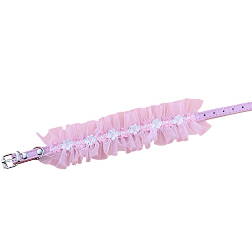 Haloppe Haustierhalsband, rund, für Hunde, Hundehals, Kreis, gemütlich, Dekoration, verstellbar, Rosa / Weiß von Haloppe