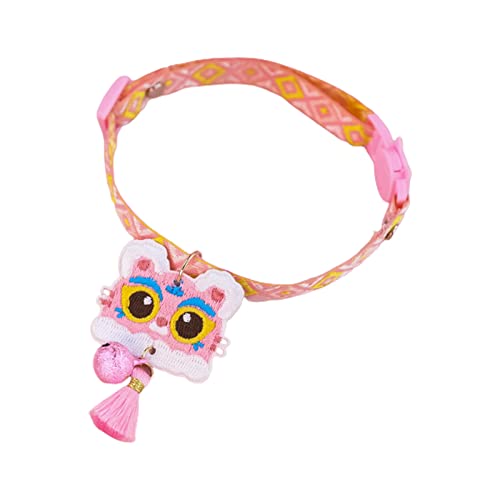 Haloppe Haustierhalsband Löwenanhänger Stil Katzenhalsband Haustier Halskette mit Glocke Dekoratives Haustier Zubehör Rosa S von Haloppe