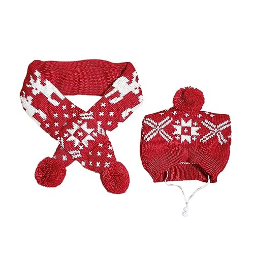 Haloppe Hund Schal Weiche Textur Weihnachten Hund Halstuch Cap Set Bequem Weiche Textur Schneeflocke L von Haloppe