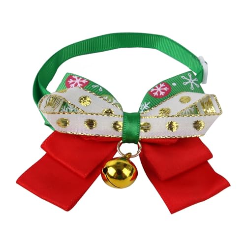 Haloppe Pet Neck Circle Dress Up Easy-wearing Bow-Knoten Style Pet Collar with Mini Bell Photo Prop Pet Accessories Red Green One Size von Haloppe