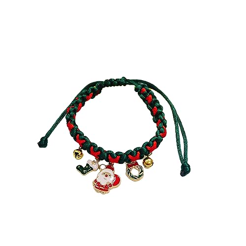 Haloppe Verstellbares Haustierhalsband Verstellbares Komfortables Haustierhalsband mit festlichem Weihnachtsdesign Perlenkette für Katzen Hunde Haustier Halsband Xmas Weihnachtsmann von Haloppe