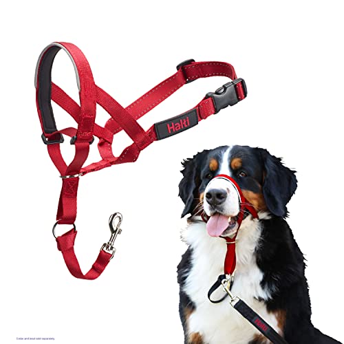 HALTI Kopfgeschirr - Verhindert, dass Ihr Hund an der Leine zieht, Einfache Anpassung, Leicht, mit gepolstertem Nasenriemen, Anti-Zug-Halsband für große Hunde (Größe 4, Rot) von Company of Animals