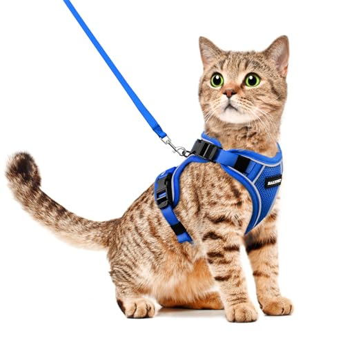 Halypet Katzengeschirr und Leine, Set [H600 Pro ausbruchsicheres Katzengeschirr, H600, Blau, Größe S von Halypet