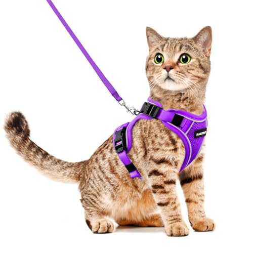 Halypet Katzengeschirr und Leine, Set [H600 Pro ausbruchsicheres Katzengeschirr, H600, Violett, Größe M) von Halypet