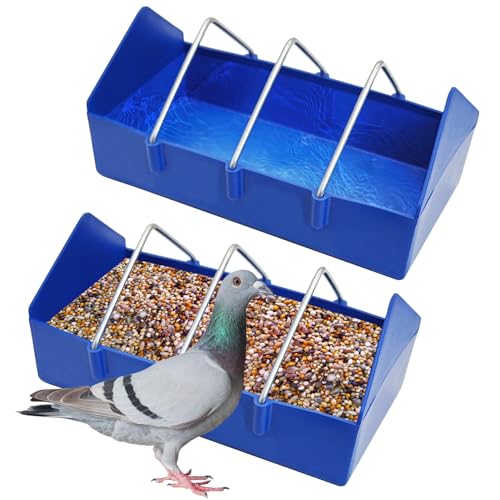 Hamiledyi 2 Pack Taubenfutterspender Vogelspender Slot Container Dicker langlebiger Schlitz Container Fütterung Abnehmbare Stahldraht-Trennwand für Tauben Wachteln Vögel Küken Enten (Länge: 20,3 cm) von Hamiledyi