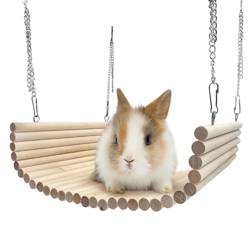 Hamiledyi Bunny Holzleiter Kaninchen Hängebrücke Spielzeug Meerschweinchen DIY Spielzeug Nagetiere Kauen & Klettern Brücke für Kleintier Ratte Syrisches Hamster Eichhörnchen von Hamiledyi