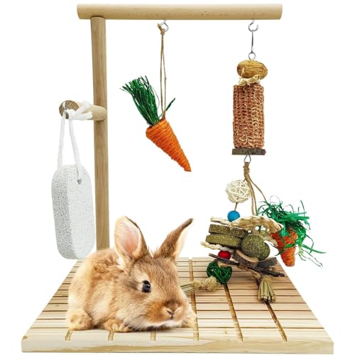 Hamiledyi Bunny Kratzspielzeug Kaninchen Kratzbrett Kaninchenspielzeug für Indoor Hasen Langeweile Bunny Kauspielzeug für Zähne Holz Kauspielzeug für Kaninchen Andere Nager Haustiere von Hamiledyi