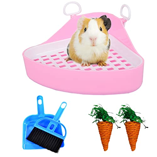 Hamiledyi Dreieck Toilette für Kleintiere, Meerschweinchen, Kunststoff, Bolzenverschluss, Trainer, Ecktoilette für Hamster, Rennmäuse, Kaninchen, Frettchen, Chinchilla, Igel (Rosa) von Hamiledyi