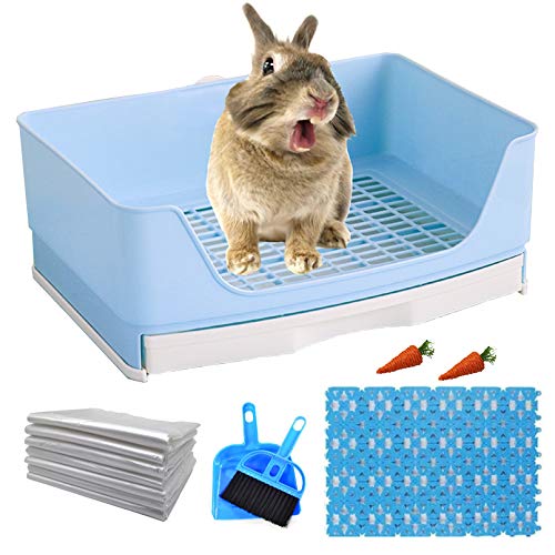 Hamiledyi Große Katzentoilette, mit Schublade, Ecke, größere Haustierpfanne, Kaninchenkäfig, Matte für Kaninchen, ausgewachsene Meerschweinchen, Chinchillas, Frettchen, Igel, kleine Tiere von Hamiledyi