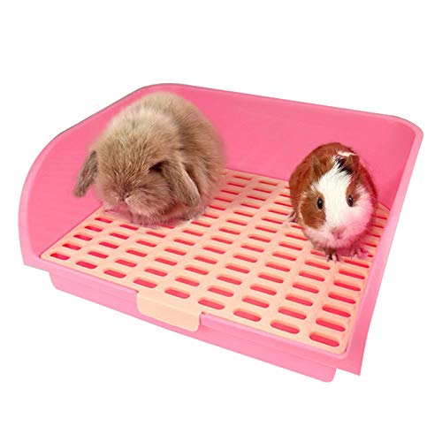 Hamiledyi Großes Kaninchentoilette, Eck-Klo, für Chinchillas, Toilette, Töpfchen, Haustierpfanne, für ausgewachsene Meerschweinchen, Galesaur.Frettchen und andere Tiere (Pink) von Hamiledyi