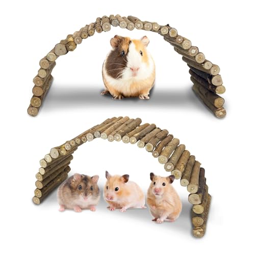 Hamiledyi Hölzerne Hamsterbrückenleiter 50 cm L x 15 cm B großes Kletterspielzeug natürliches Versteck Tunnel Rampe Hamsterkäfig Zubehör für Kaninchen Meerschweinchen Frettchen Schildkröte Reptilien von Hamiledyi