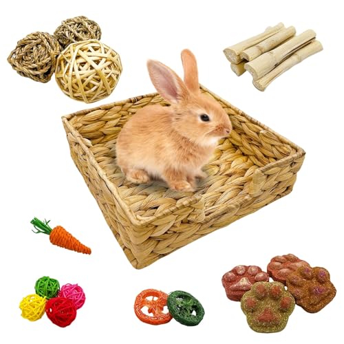 Hamiledyi Kaninchengrasbett, gewebtes Gras, Haustierbett, Meerschweinchen, Käfigspielzeug für Kaninchen, Rennmäuse, Chinchilla, Meerschweinchen, Frettchen und andere Kleintiere von Hamiledyi