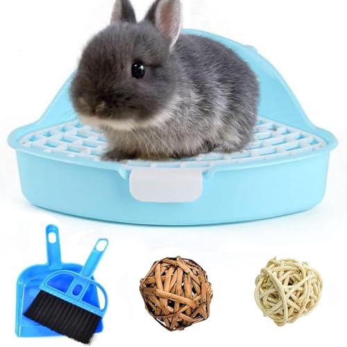 Hamiledyi Meerschweinchenstreu Haustiertoilette Töpfchen Trainer Eckpfanne Bettwäsche Box für Kleintiere Frettchen Hamster Häschen Zwergkaninchen (blau) von Hamiledyi