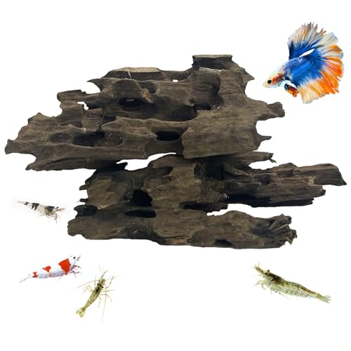 Hamiledyi Natürliches großes Treibholz für Aquarium-Dekoration, Aquarium-Holz mit Loch, Aquarium-Holz, Aquascaping für Garnelen, Betta, Einsiedlerkrebse und Schmetterlingsfische von Hamiledyi