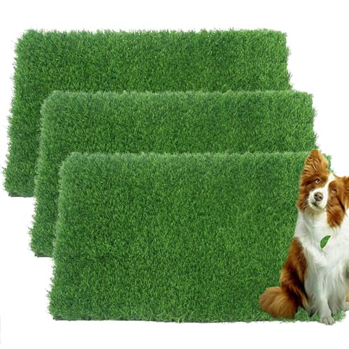 Hamiledyi Puppy Grass Pee Pad Kunstrasen Haustier Indoor Töpfchentraining Rasen für Hund Terrasse Rasendekoration, 59,9 x 30 cm, 3 Stück von Hamiledyi