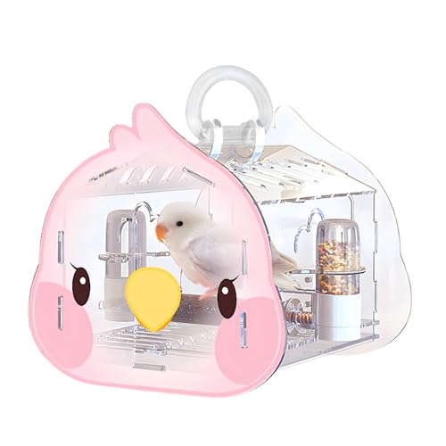 Hamiledyi Transportkäfig für kleine Vögel, transparent, Sittiche, Rucksack mit Stehstange, tragbarer Outdoor-Käfig für Lovebird, Papagei, Schwalbe, Goldfinken von Hamiledyi