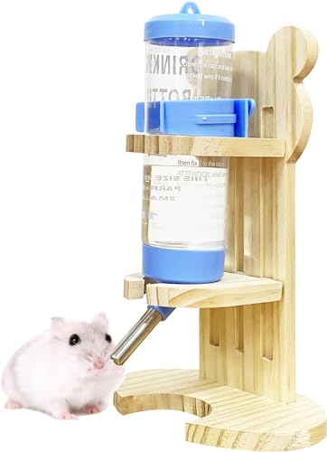 Hamster Holz Wasserflasche mit Ständer Höhenverstellbar Kleintiere Wasserflasche Halter für Hamster Mäuse Rennmäuse Meerschweinchen Ratten von Hamiledyi