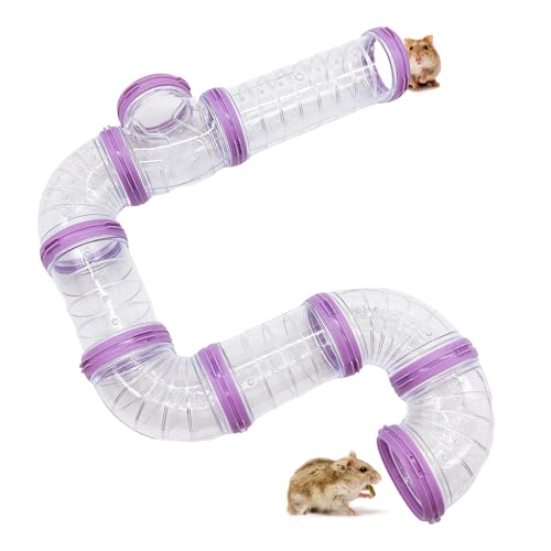 Hamster Tunnel Tube Spielzeug Haustier DIY Sortiertes Spielzeug Transparent Abenteuer Pfeife Spielplatz Übungsset für Maus Hamster und andere Kleintiere (Lila) von Hamiledyi