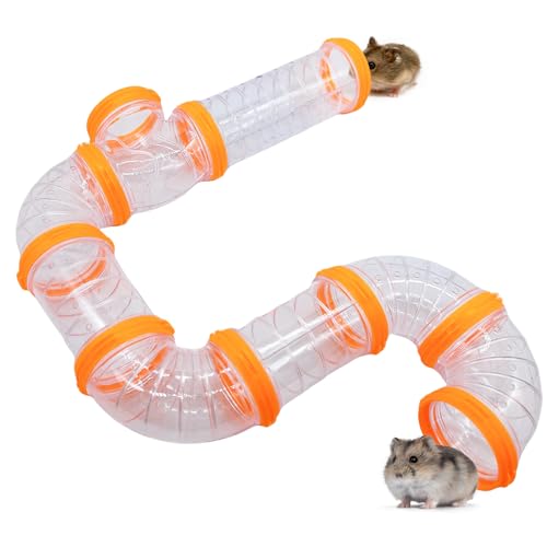 Hamster Tunnel Tube Spielzeug Haustier DIY Sortiertes Spielzeug Transparent Abenteuer Pfeife Spielplatz Übungsset für Maus Hamster und andere Kleintiere (Orange) von Hamiledyi